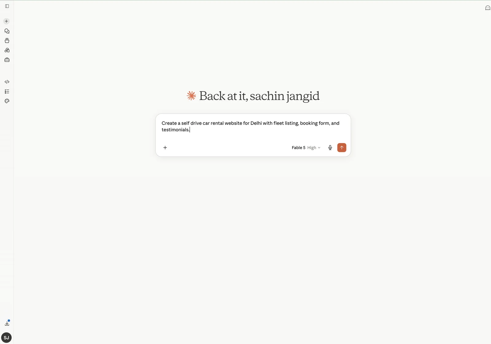 Buid self drive car rental website with AI, Claude